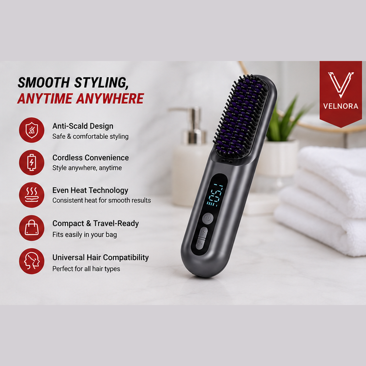 2 in 1 Cordless Hair Straightener Brush Your Store