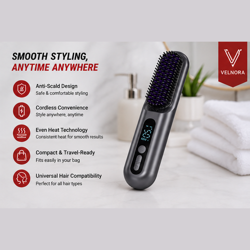 2 in 1 Cordless Hair Straightener Brush Your Store